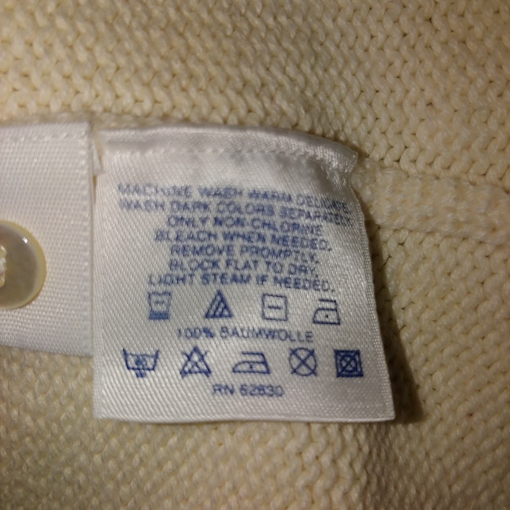 Lands' End ivory button up vintage v-neck cardigan - Picture 6 of 7
